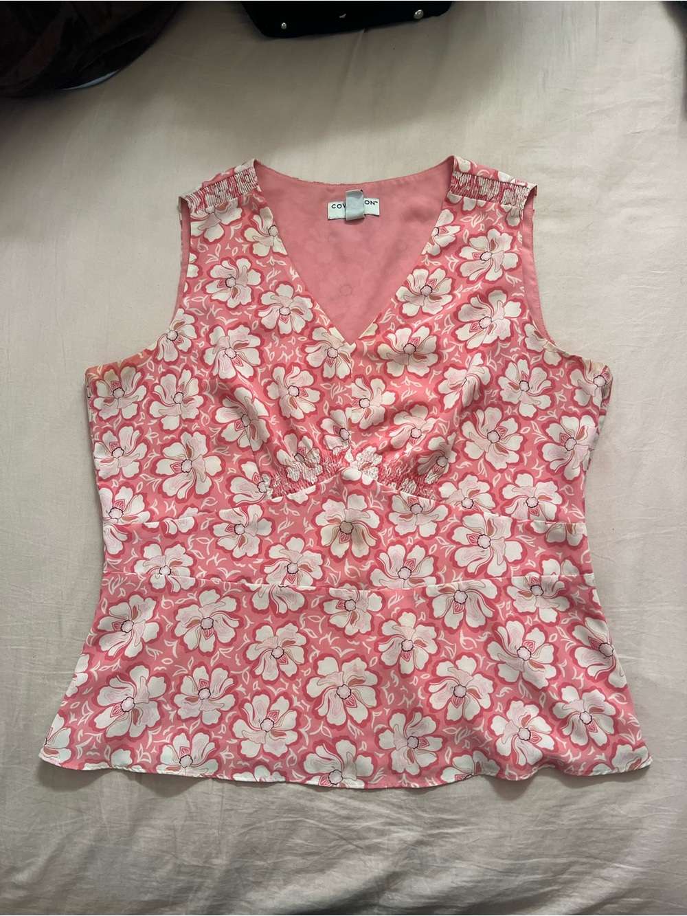 Covington Fairy Pink and White Floral V-Neck Sleeveless Camisole